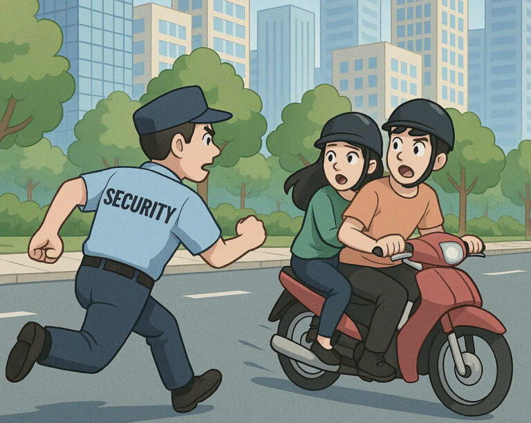 Bảo vệ Phú Mỹ Hưng hỗ trợ công an tạm giữ đối tượng giật đồ￼
